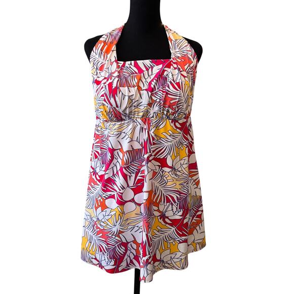 New LANDS' END Women's White Floral Halter Neck Swimsuit Size 1X - Picture 2 of 7